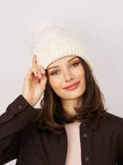 PUFFER POMPOM HAT - WHITE | Vintage Havana Women