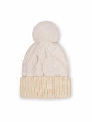 PUFFER POMPOM HAT - WHITE | Vintage Havana Women