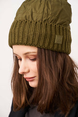 PUFFER POMPOM HAT - OLIVE | Vintage Havana Women