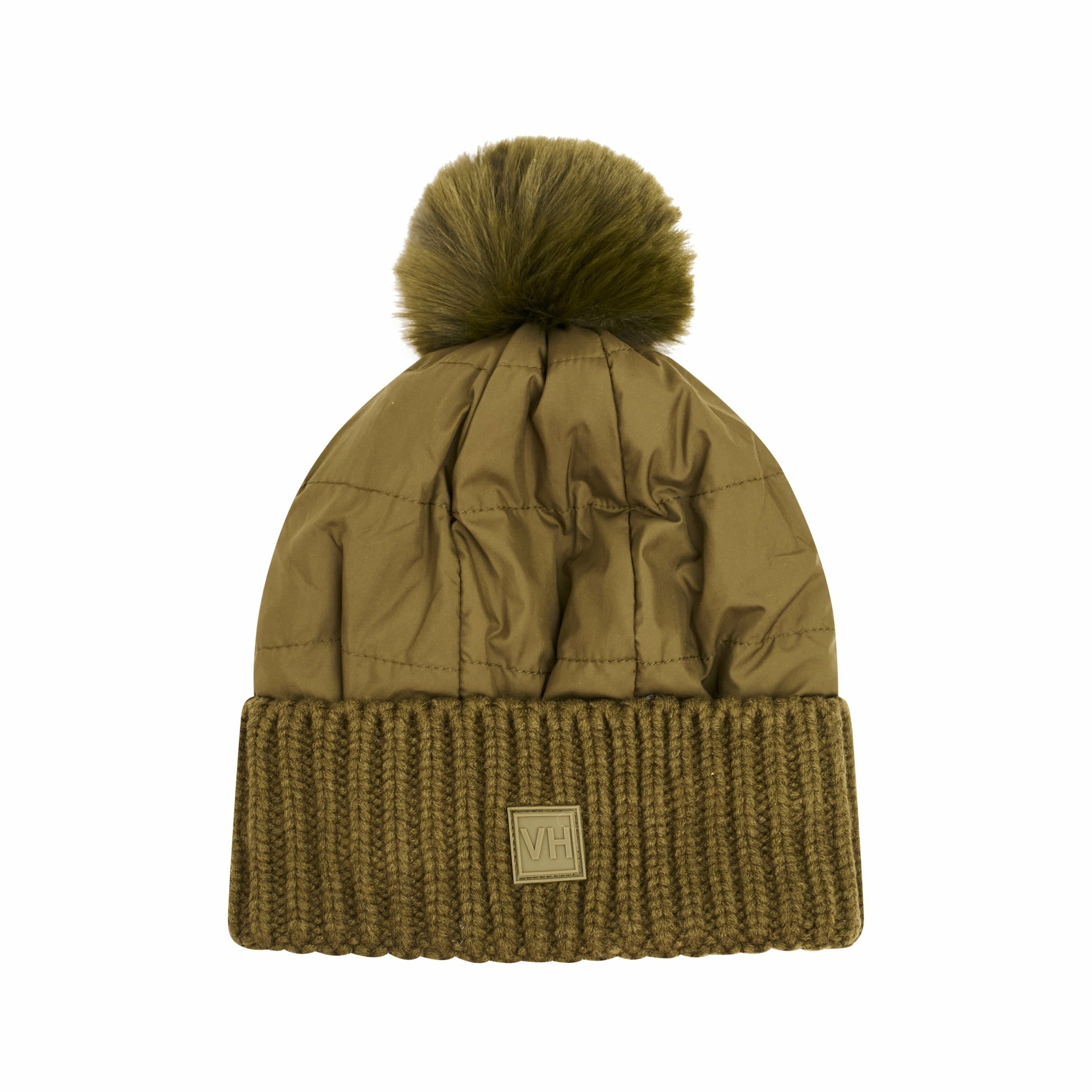 PUFFER POMPOM HAT - OLIVE | Vintage Havana Women