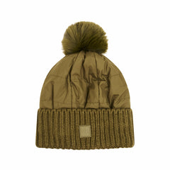 PUFFER POMPOM HAT - OLIVE | Vintage Havana Women