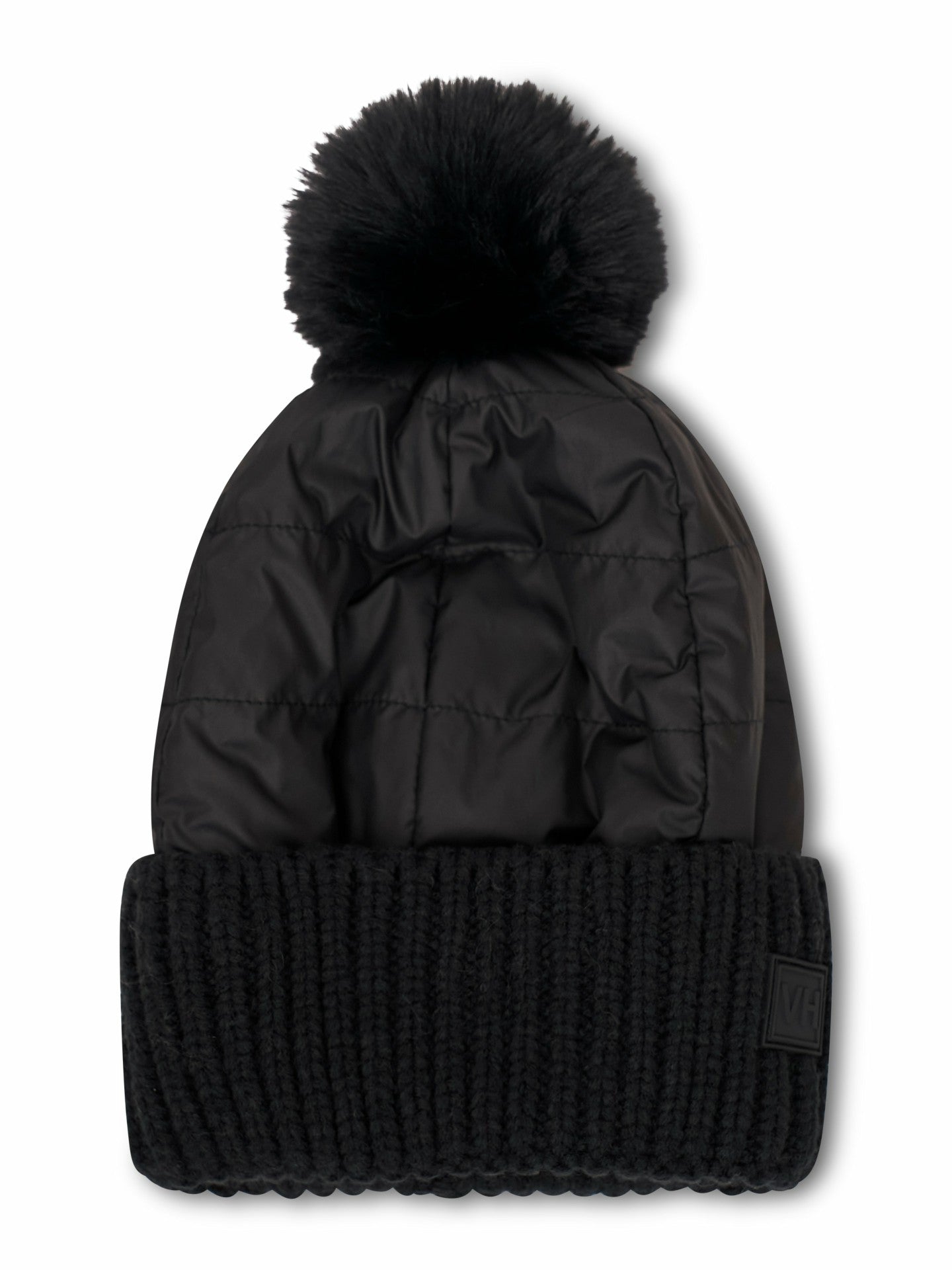 PUFFER POMPOM HAT - BLACK | Vintage Havana Women