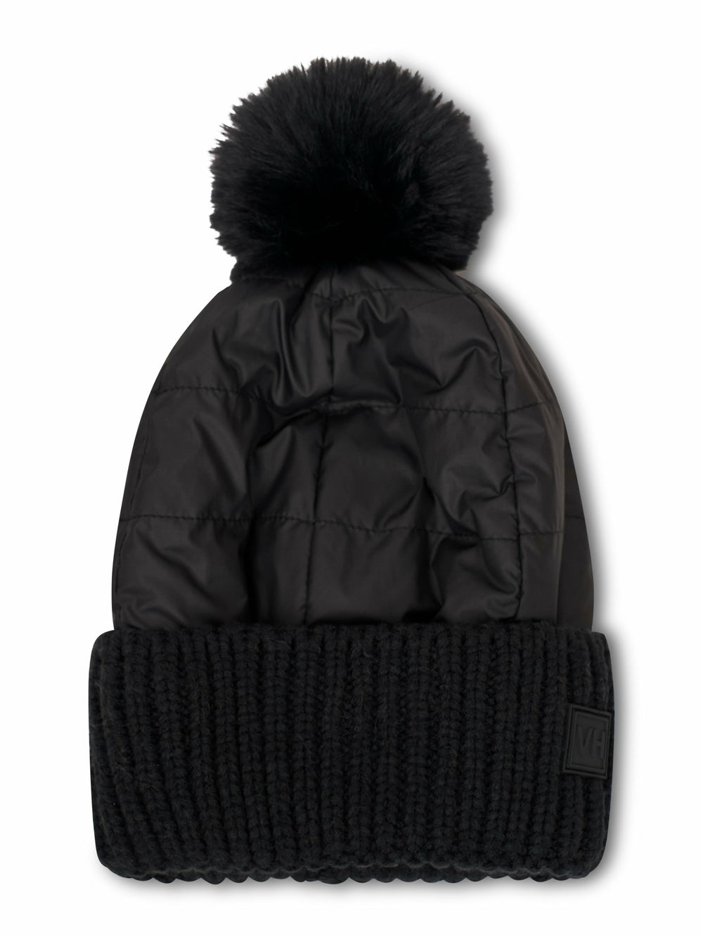 PUFFER POMPOM HAT - BLACK | Vintage Havana Women