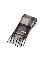 CHECK BRUSH TASSEL SCARF - BLACK | Vintage Havana Women