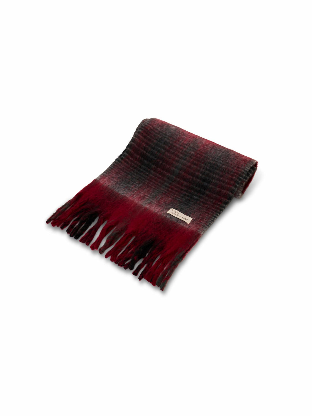 CHECK CHUNKY TASSEL SCARF - RED | Vintage Havana Women