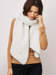 BLANKET STITCH KNIT SCARF - GREY/CHARCOAL | Vintage Havana Women
