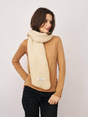 BLANKET STITCH KNIT SCARF - IVORY/WHEAT | Vintage Havana Women