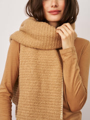 BLANKET STITCH KNIT SCARF - WHEAT/IVORY | Vintage Havana Women