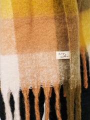 CHECK BRUSH TASSEL SCARF - YELLOW | Vintage Havana Women