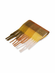 CHECK BRUSH TASSEL SCARF - YELLOW | Vintage Havana Women