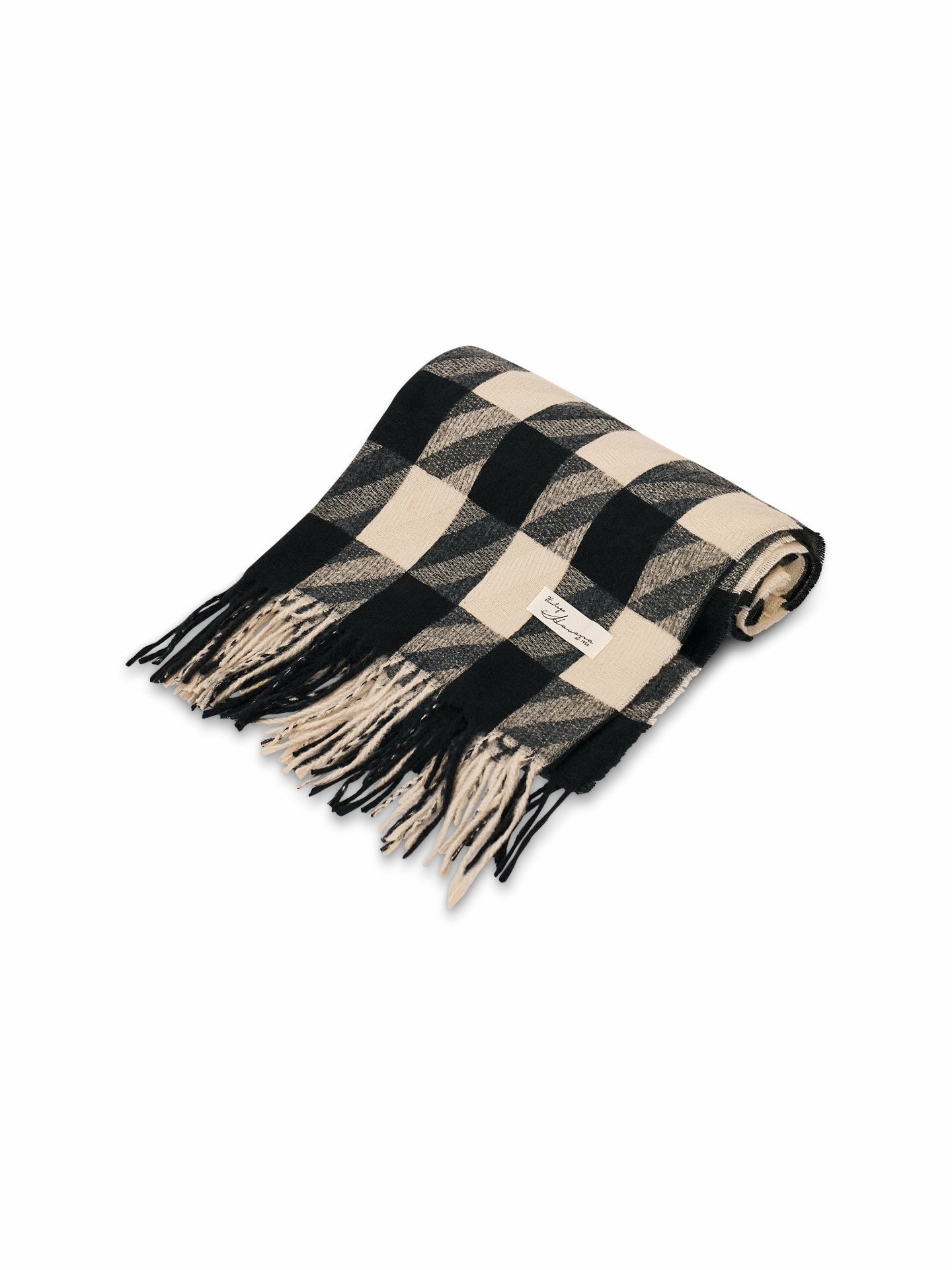 HOUNDSTOOTH TASSEL SCARF - BLACK | Vintage Havana Women