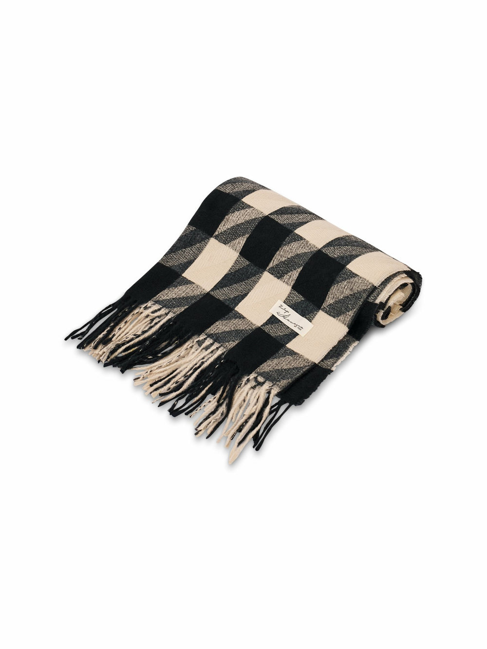 HOUNDSTOOTH TASSEL SCARF - BLACK | Vintage Havana Women
