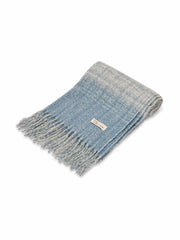 BOUCLE CHECK TASSEL SCARF - BLUE | Vintage Havana Women