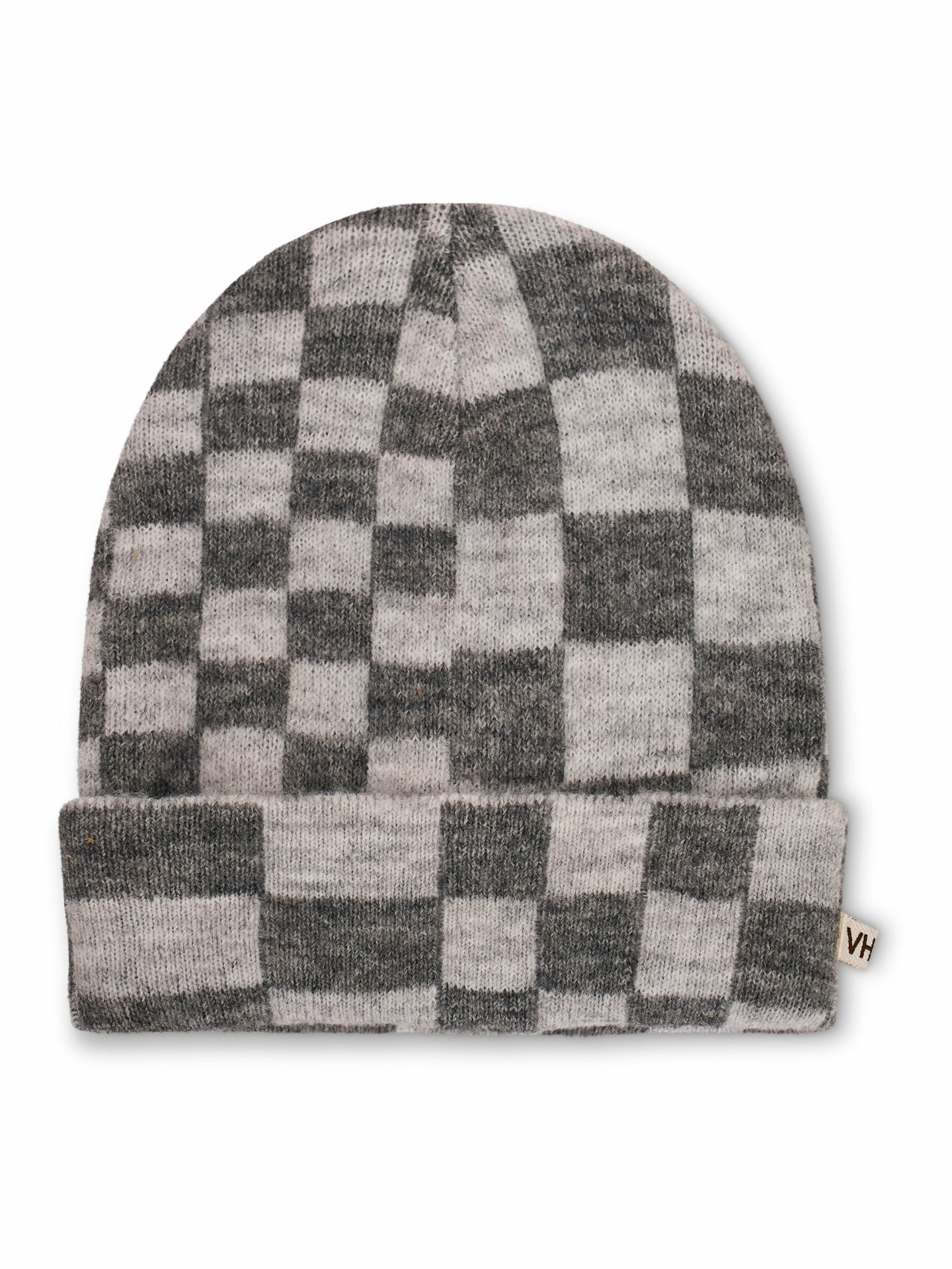 CHECK PATTERN BEANIE - GREY | Vintage Havana Women