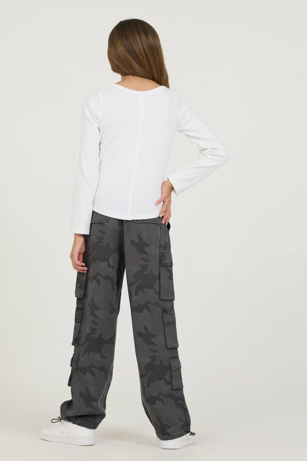 Kids White Boatneck Ribbed Tee | Vintage Havana Women