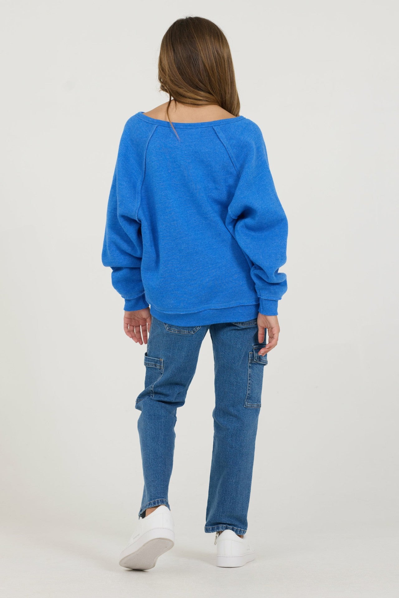 Kids Cobalt Hi-Lo Off The Shoulder Sweatshirt | Vintage Havana Women
