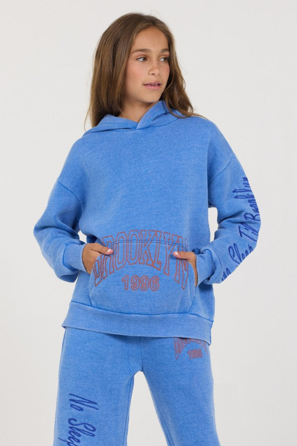 Kids Cobalt Hi-Lo Off The Shoulder Hoody | Vintage Havana Women