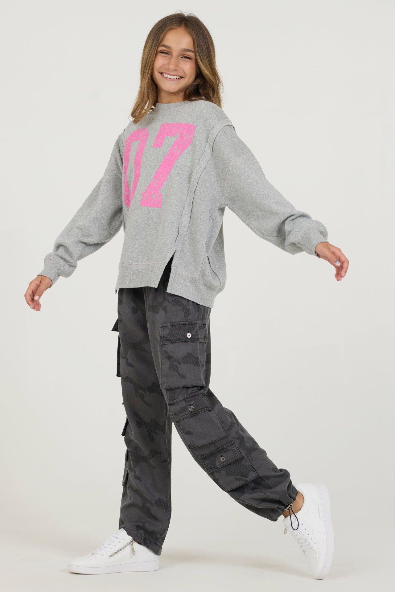 Kids Classic Grey Oversized Crewneck | Vintage Havana Women
