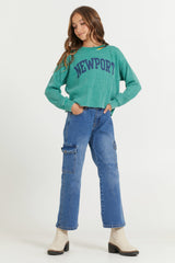 Kids Vintage Green Newport Stitch Neck | Vintage Havana Clothing