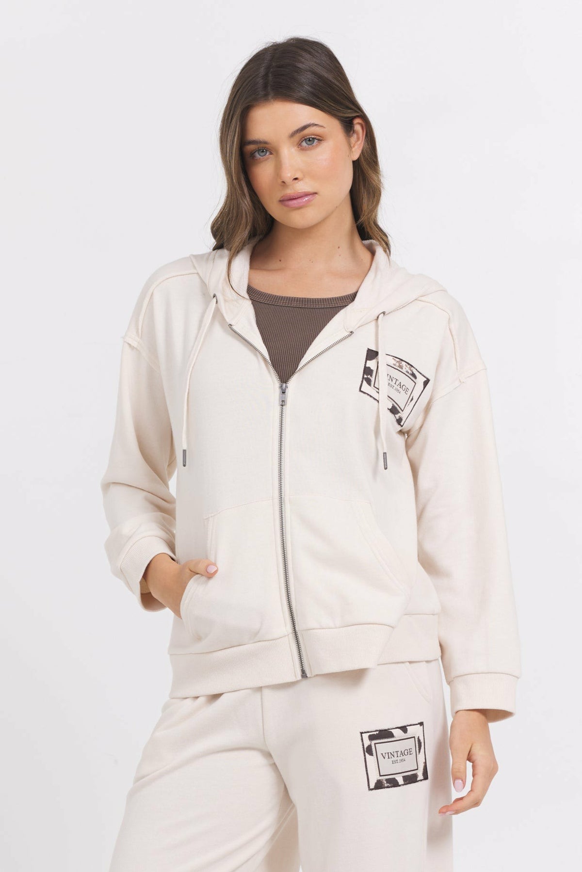 Suede Terry Zip Up | Vintage Havana Women