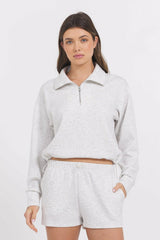 Varsity Grey Cloud Quarter Zip | Vintage Havana Women