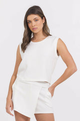 Egg Shell Cloud Cut Off Tank | Vintage Havana Women