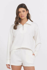 Egg Shell Cloud Quarter Zip | Vintage Havana Women