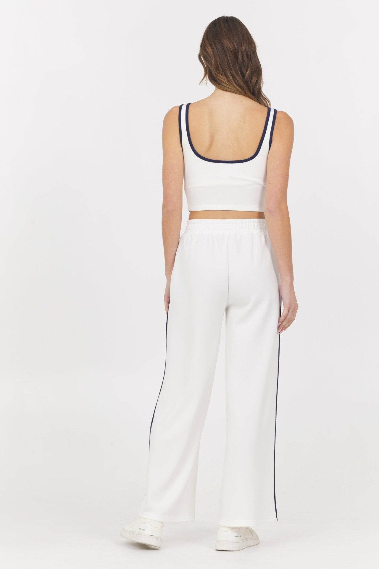 White Navy Cloud w/ Piping Tank | Vintage Havana Women