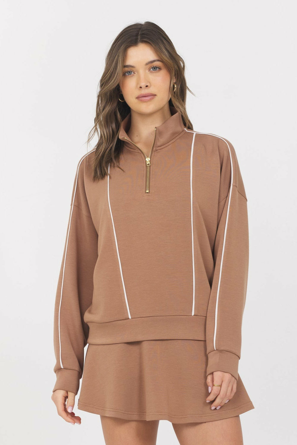 Cloud w/ Piping Quarter Zip | Vintage Havana Women