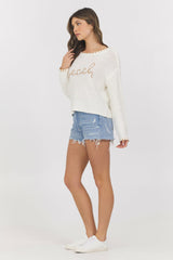 Long Sleeve Sweater w/ Embroidery "Beach" | Vintage Havana Women
