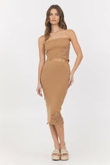 Caramel Crochet Floral Rib Tube Top | Vintage Havana Women