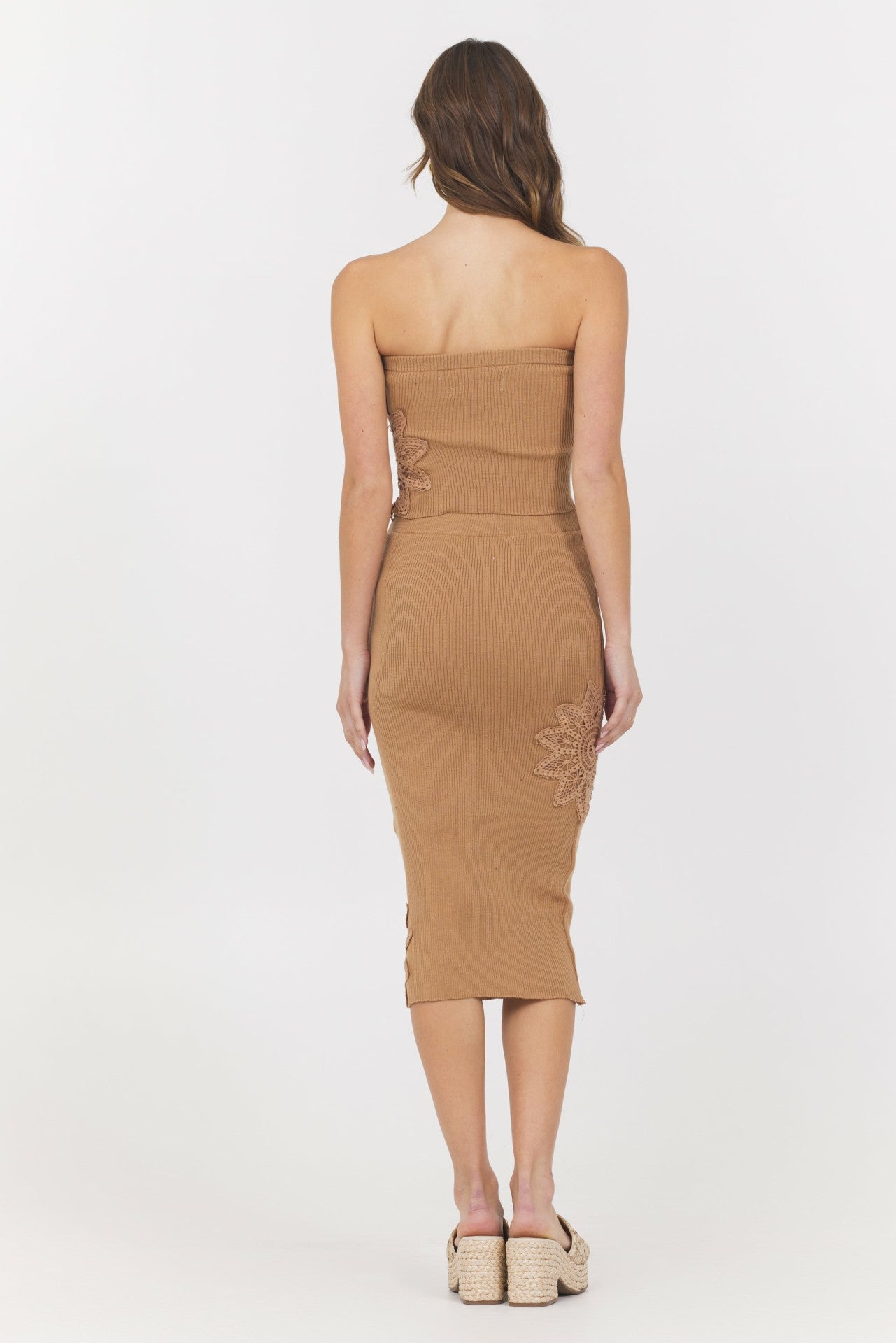 Caramel Crochet Floral Rib Tube Top | Vintage Havana Women