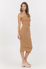 Caramel Crochet Floral Rib Tube Top | Vintage Havana Women