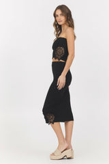 Black Crochet Floral Rib Tube Top | Vintage Havana Women