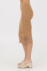 Caramel Rib Midi Skirt w/ Crochet Insert | Vintage Havana Women
