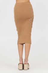 Caramel Rib Midi Skirt w/ Crochet Insert | Vintage Havana Women