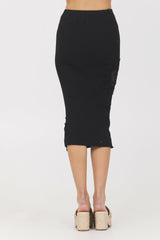Black Rib Midi Skirt w/ Crochet Insert | Vintage Havana Women