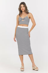 Striped Knit Twist Front Cut Out Tank | Vintage Havana Women