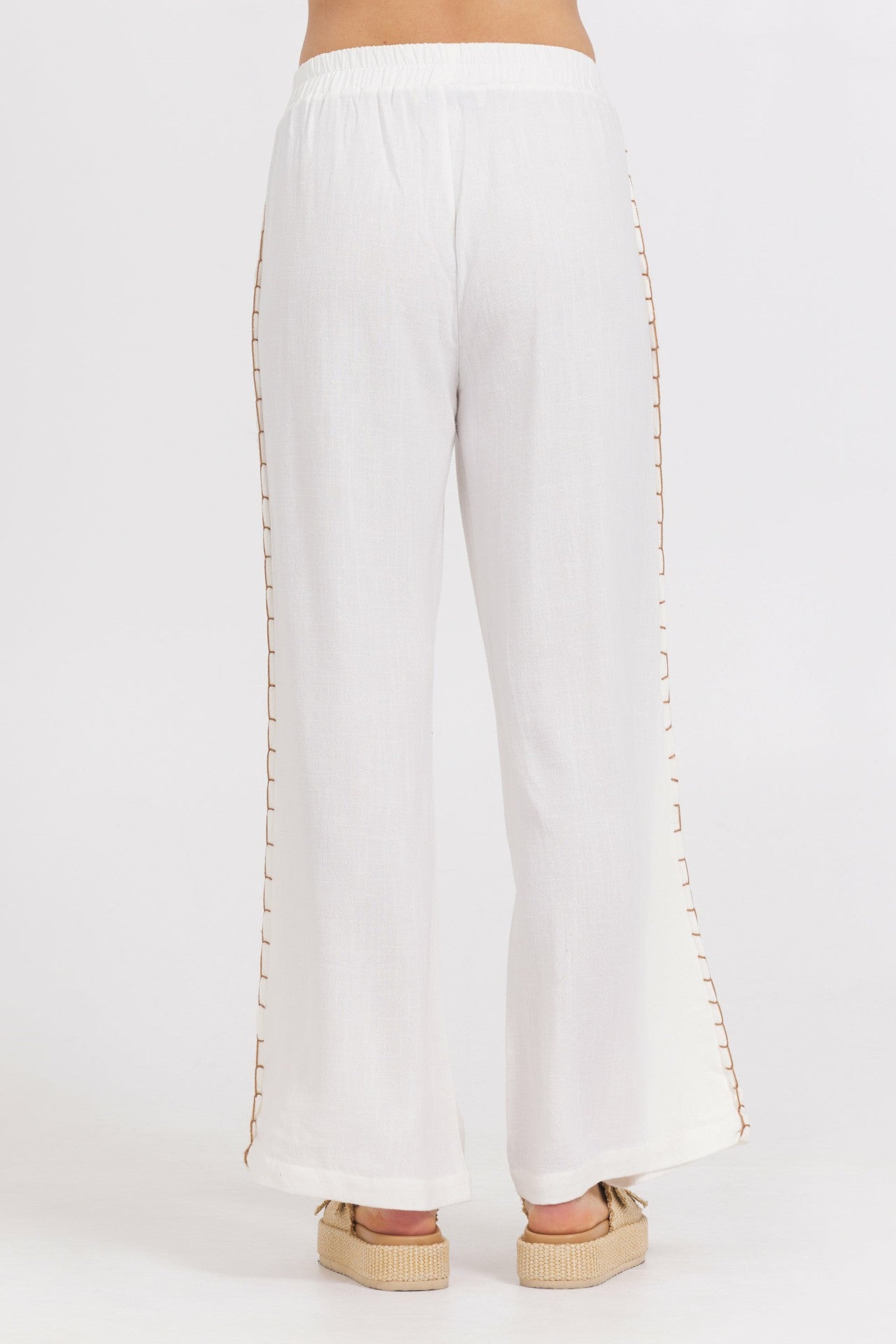 Washed Linen Wide Leg Pants w/ Whip Stitch | Vintage Havana Women