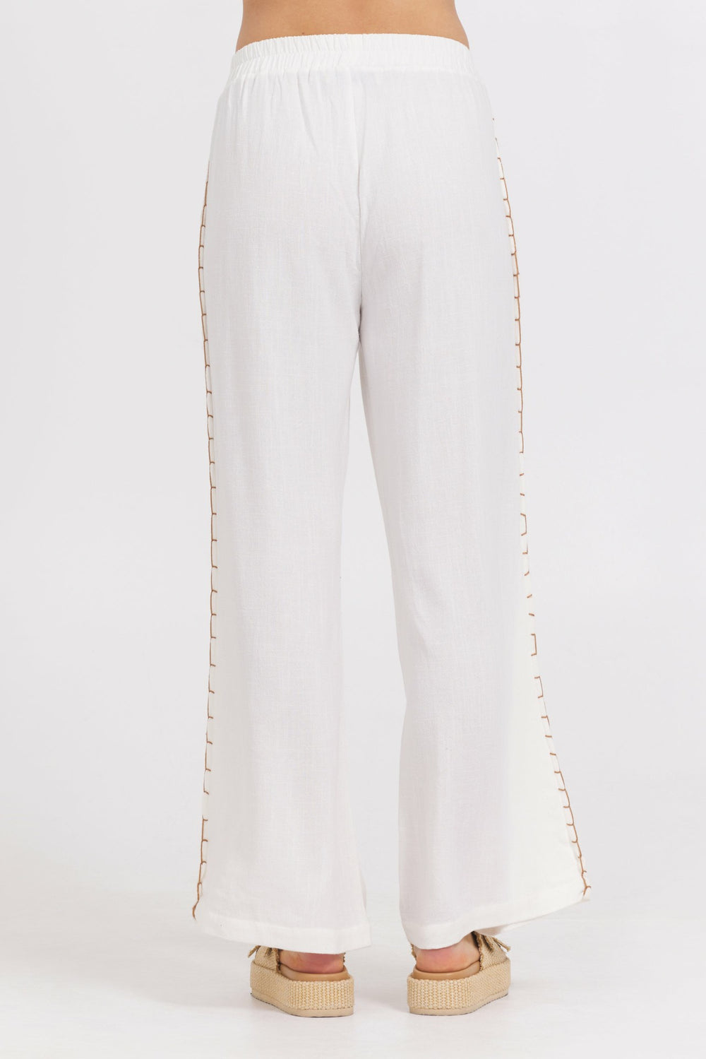 Washed Linen Wide Leg Pants w/ Whip Stitch | Vintage Havana Women