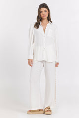 Washed Linen Wide Leg Pants w/ Whip Stitch | Vintage Havana Women