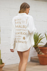 Printed Washed Linen Button Down | Vintage Havana Women