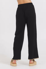 Black Wide Leg Pant w/ Tan Whip Stitch | Vintage Havana Women