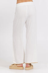 White Wide Leg Pant w/ Tan Whip Stitch | Vintage Havana Women