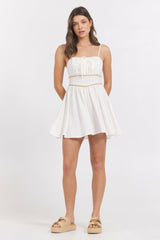 White Mini Dress w/ Tan Whip Stitch | Vintage Havana Women