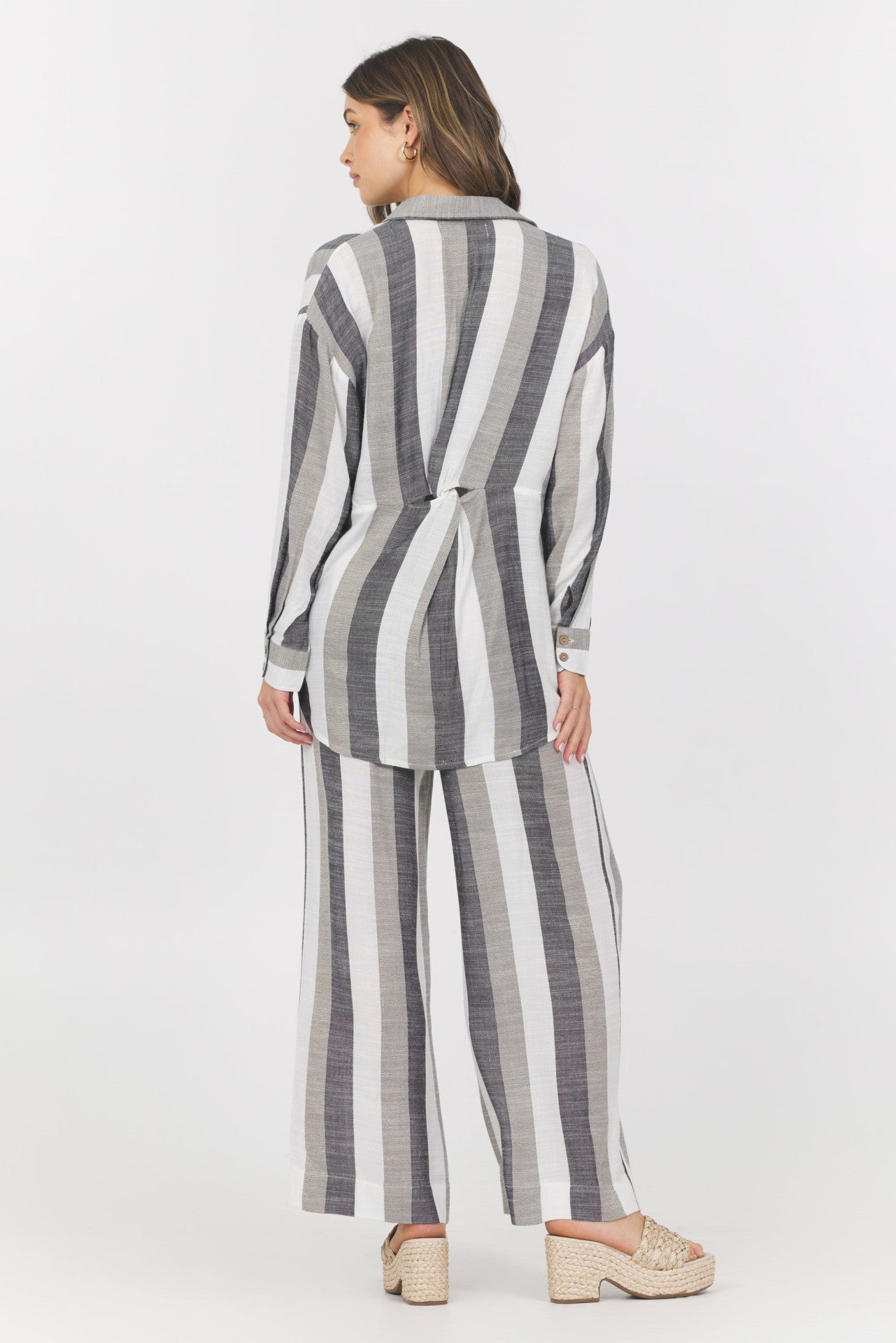 Lightweight Metallic Stripe Button Down | Vintage Havana Women