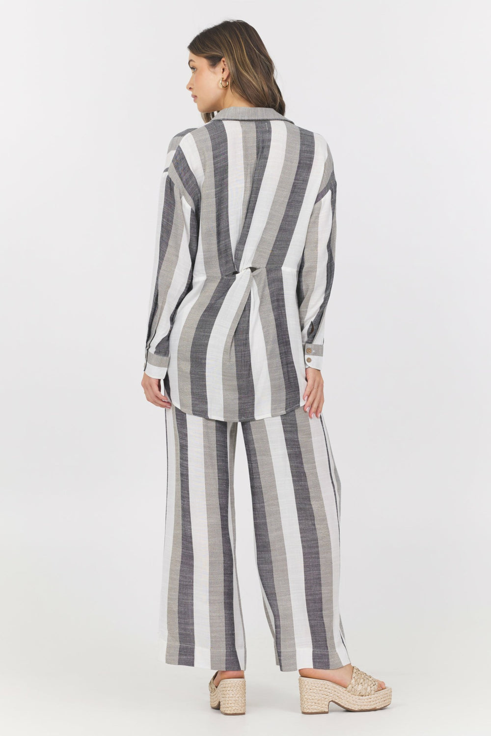 Lightweight Metallic Stripe Button Down | Vintage Havana Women