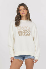 Good Vibes Fleece Crewneck | Vintage Havana Women