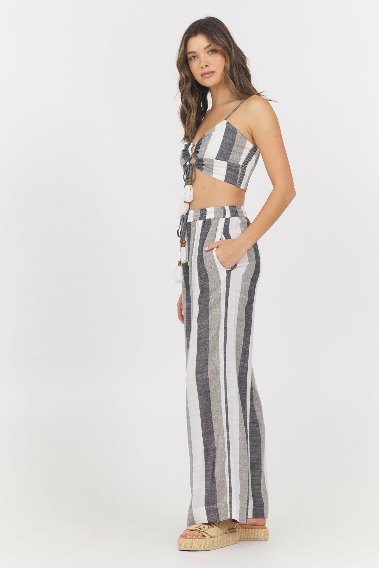 Metallic Stripe Cut Out Tank | Vintage Havana Women