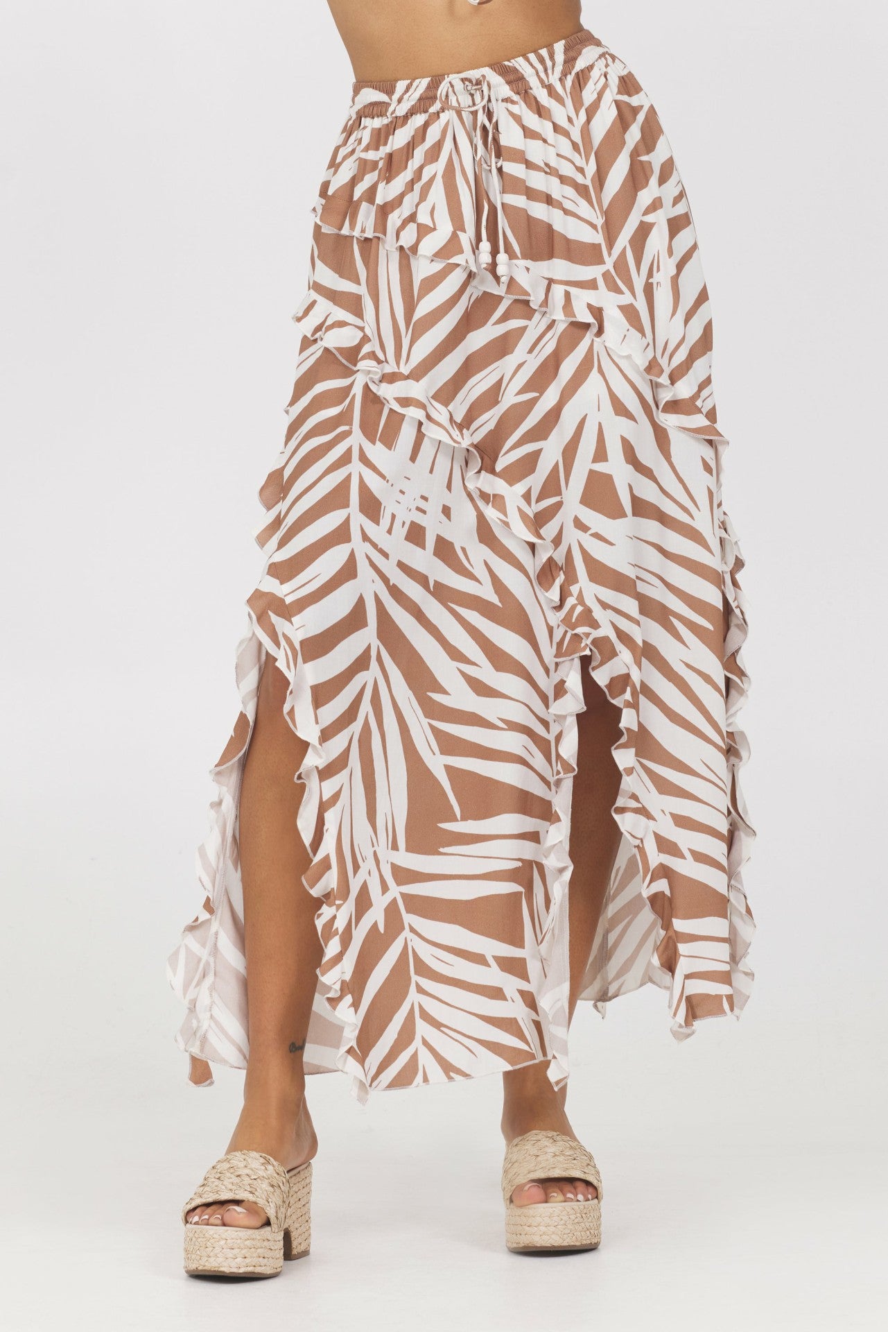 Printed Rayon Ruffle Maxi Skirt | Vintage Havana Women